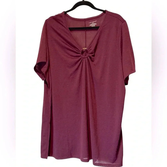 Lane Bryant Linen Blend Merlot Short Sleeve Top Blouse Womens Plus size 26 / 28 - Picture 1 of 7